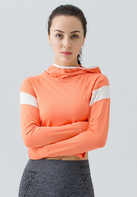 Hooded Mesh Panel Yoga Top Hooded Mesh Panel Yoga Top